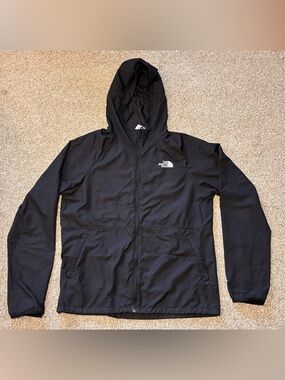 The North Face Windwall Hooded Jacket Mens Large Black Windbreaker Full Zip
